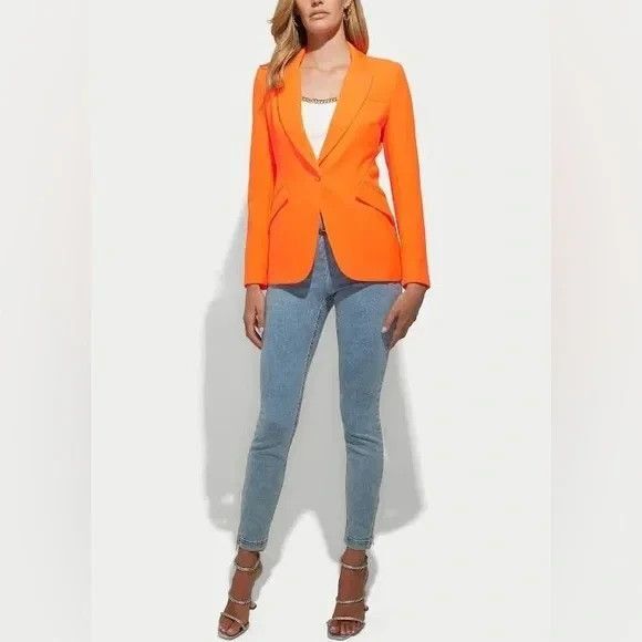 Generation Love Hudson Crepe Blazer Papaya ORANGE NWT SZ L $385 - Picture 1 of 9